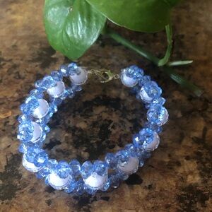 Handcrafted Blue Beaded Women’s Bracelet